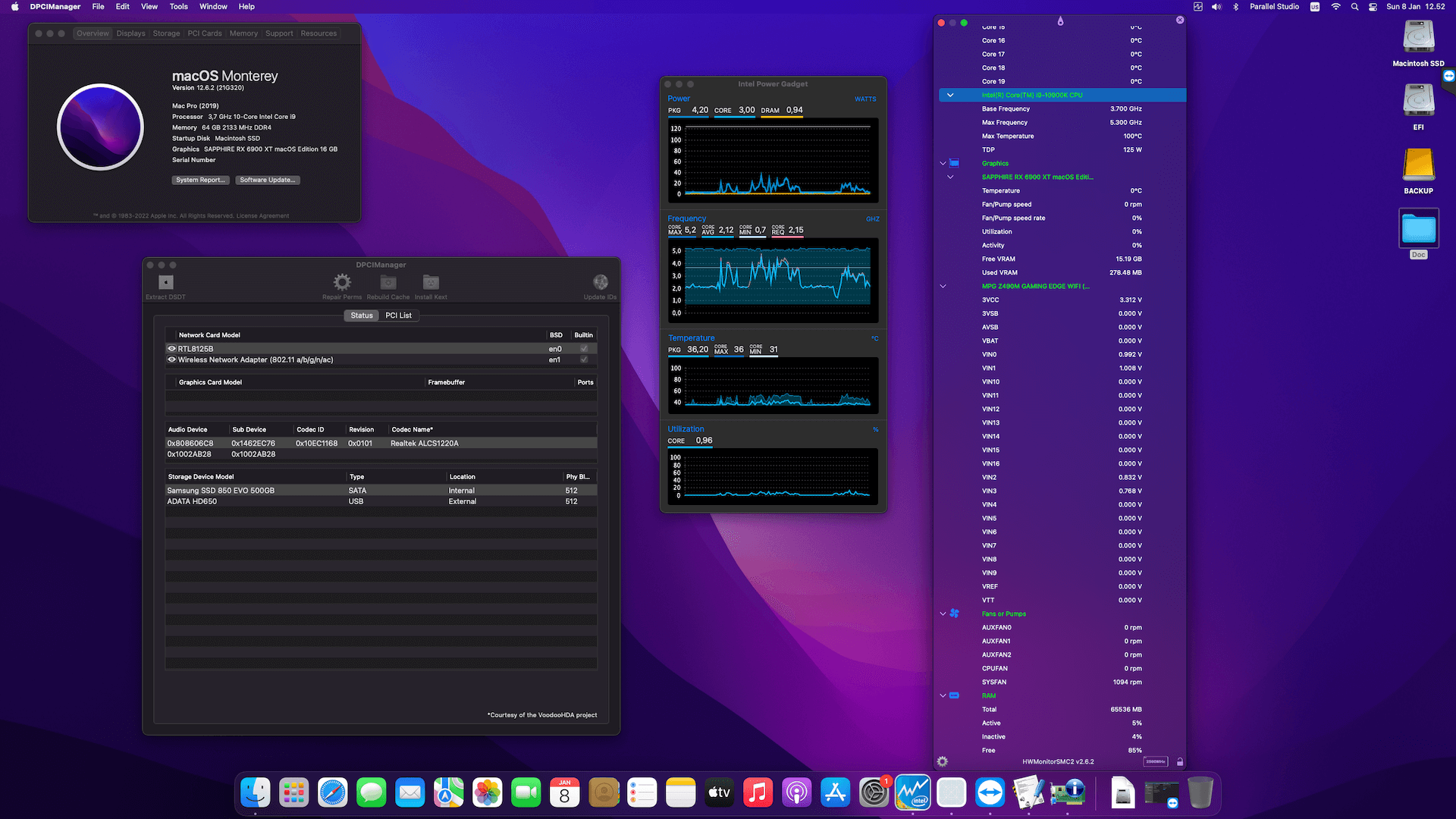 Success Hackintosh macOS Monterey 12.6.2 Build 21G320 in MSI MPG Z490M Gaming Edge Wifi + Intel Core i9 10900K + Sapphire RX 6900 XT